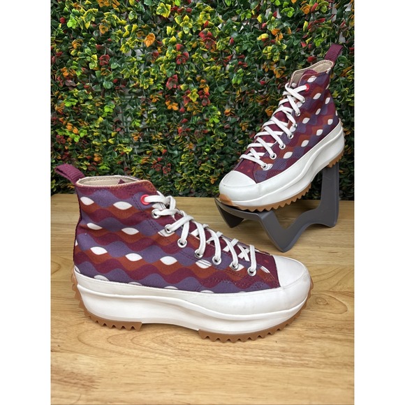Converse Run Star Hike Hi Platform Sneakers Dark Beetroot Men's 9.5 Women's 11 - Picture 1 of 10